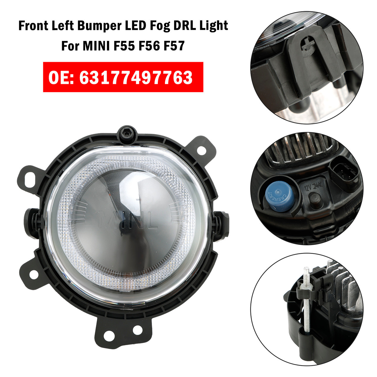 LED Front Left Fog Light Lamp 63177497763 For BMW Mini F55 F56 F57 Clubman F54