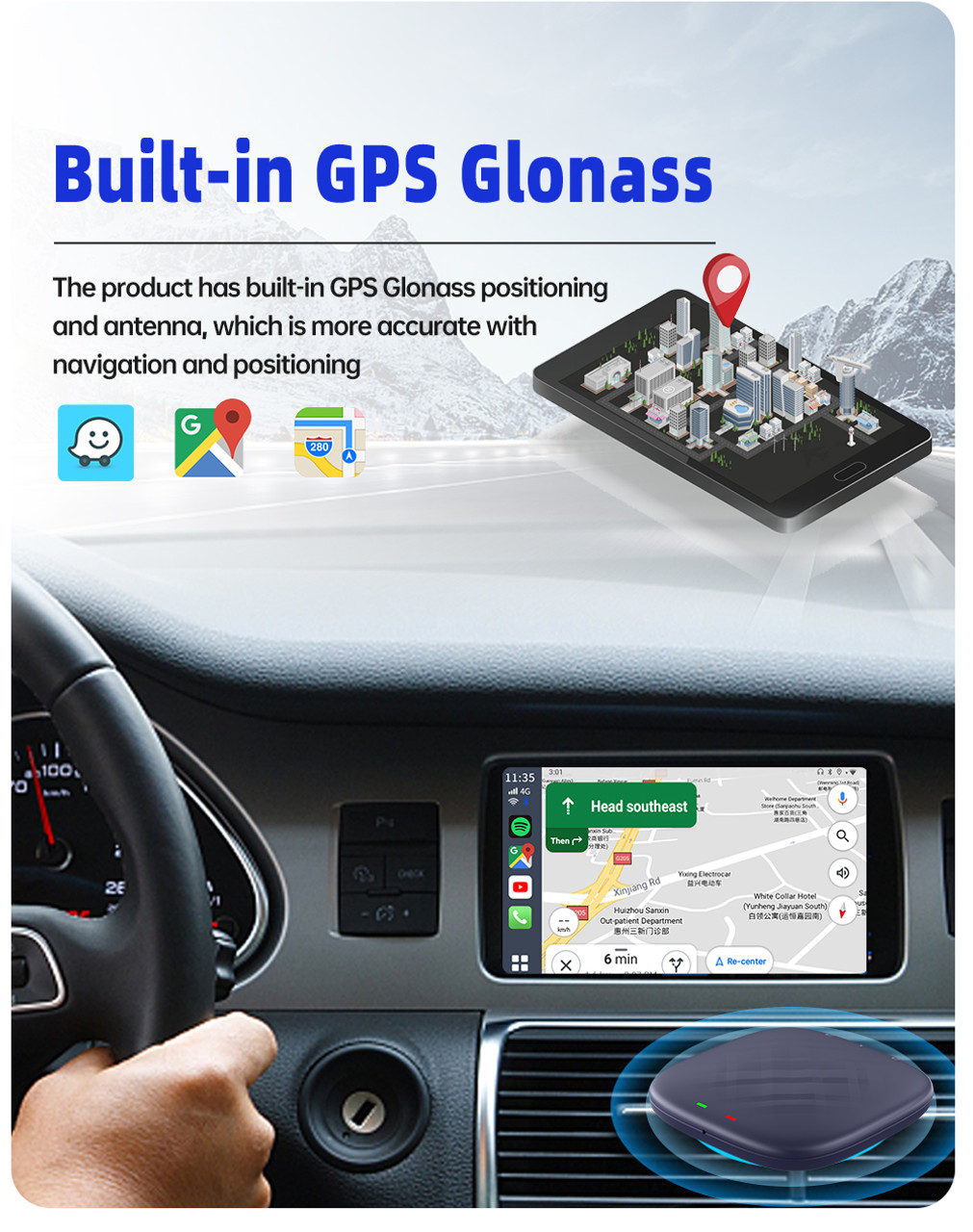 Carlinkit Carplay AI Box Plus Android 13 8+128GB Wireless GPS Bluetooth Adapter