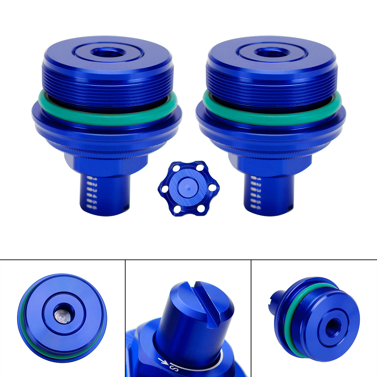 2X Fork Bolt Preload Adjuster Cap Screw Blue Fits For Yamaha Mt-03 Mt 03 19-23