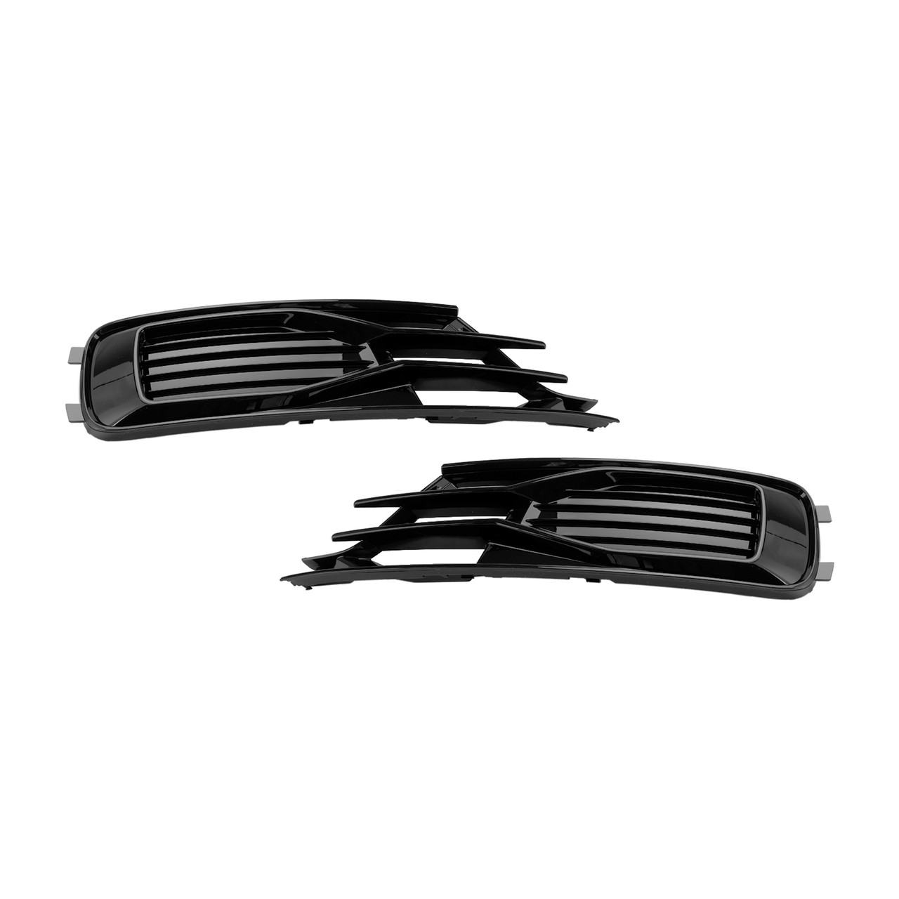 2PCS Front Bumper Foglight Cover Grill Grille Fit Audi A6 C7 2014-2018 Black