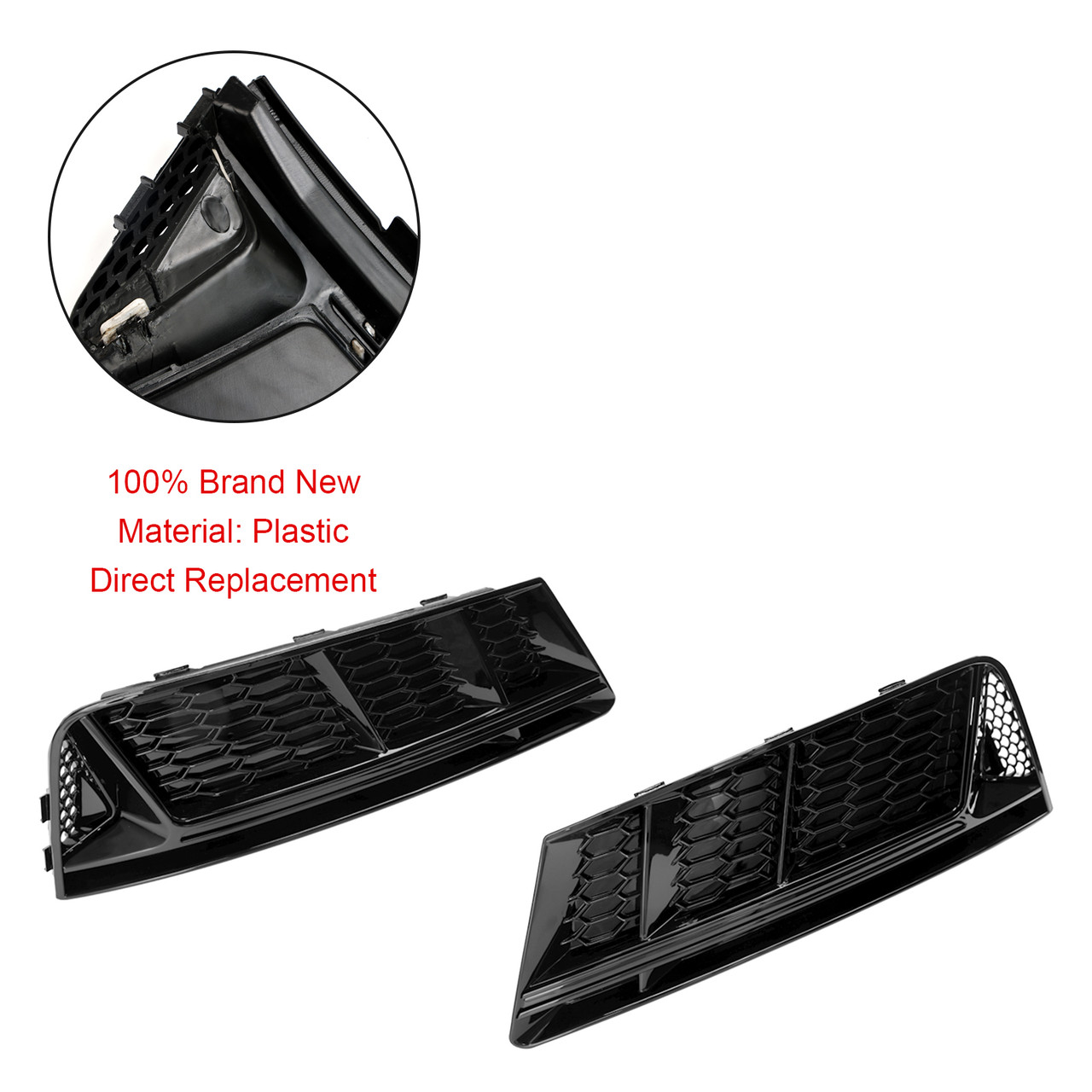 Front Fog Light Grill Lower Bumper Grille Chrome Fit AUDI A4 B9 2016-2018