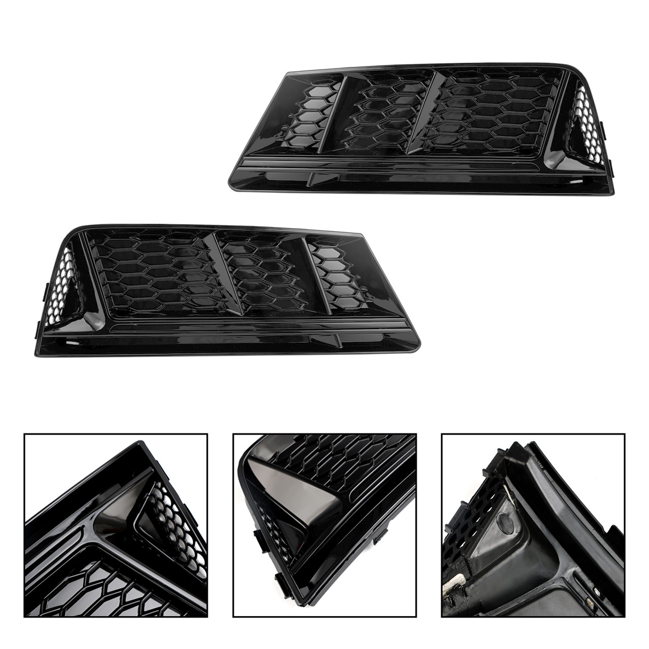 Front Fog Light Grill Lower Bumper Grille Chrome Fit AUDI A4 B9 2016-2018