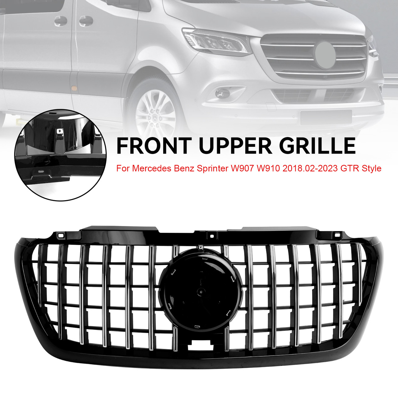 Front Bumper Grill Grille fit Mercedes Sprinter W907 W910 2018-2023 GT Style