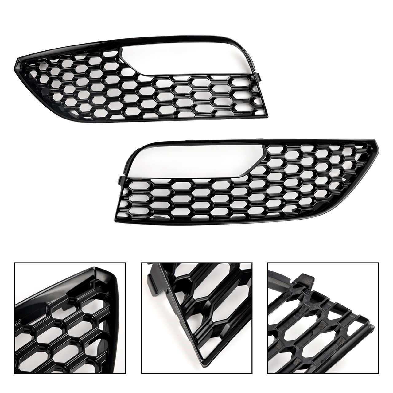 2PCS Front Bumper Fog Light Surround Cover Grille Fit Audi A3 2012-2016 Mesh