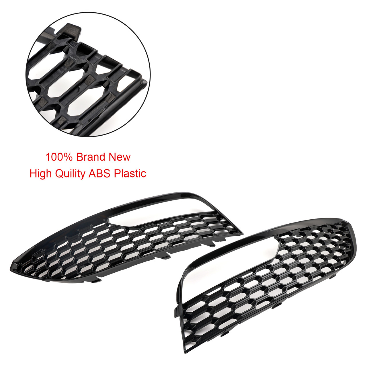 2PCS Front Bumper Fog Light Surround Cover Grille Fit Audi A3 2012-2016 Mesh