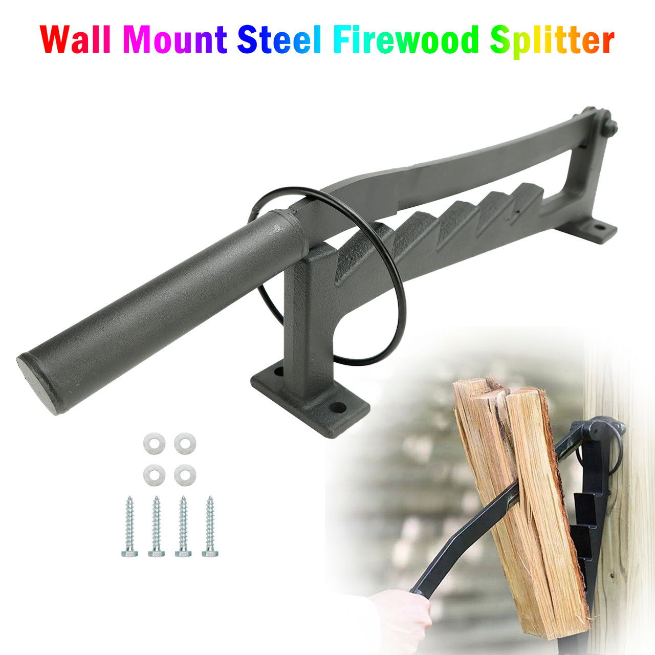 Wall Mount Steel Firewood Splitter Kindling Wood Cracker Cutting Tool for Home