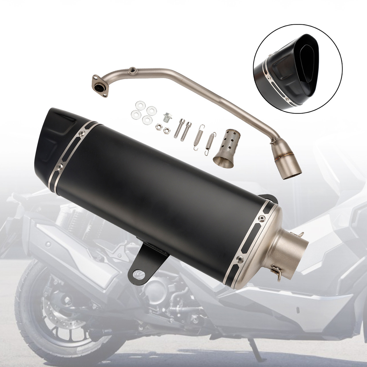 Exhaust Muffler Pipe Slip On Front&Tail Black For Honda Adv160 Adv 160 2022-2023