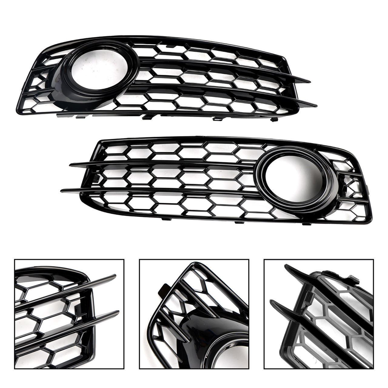 Honeycomb Front Bumper Fog Light Grill Cover Fit Audi A3 8P S-Line 2009-2012