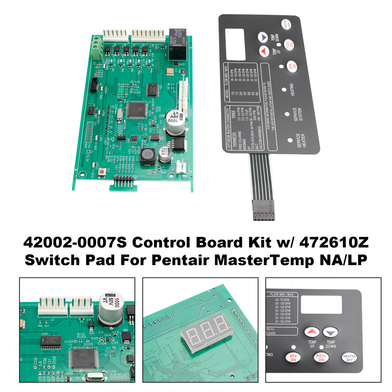 42002-0007S Control Board Kit w/ 472610Z Switch Pad For Pentair MasterTemp NA/LP