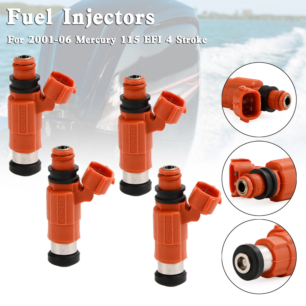 4PCS 880887T1 Fuel Injectors For Mercury 115 EFI 4 Stroke 2001-2006 4PCS 880887T1 Fuel Injectors For Mercury 115 EFI 4 Stroke 2001-2006
