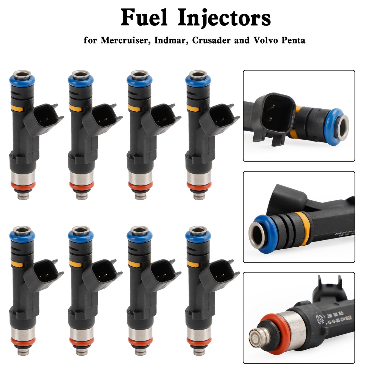 8PCS 0280158165 Fuel Injectors 0280158081 879312003 For Mercruiser Volvo Penta