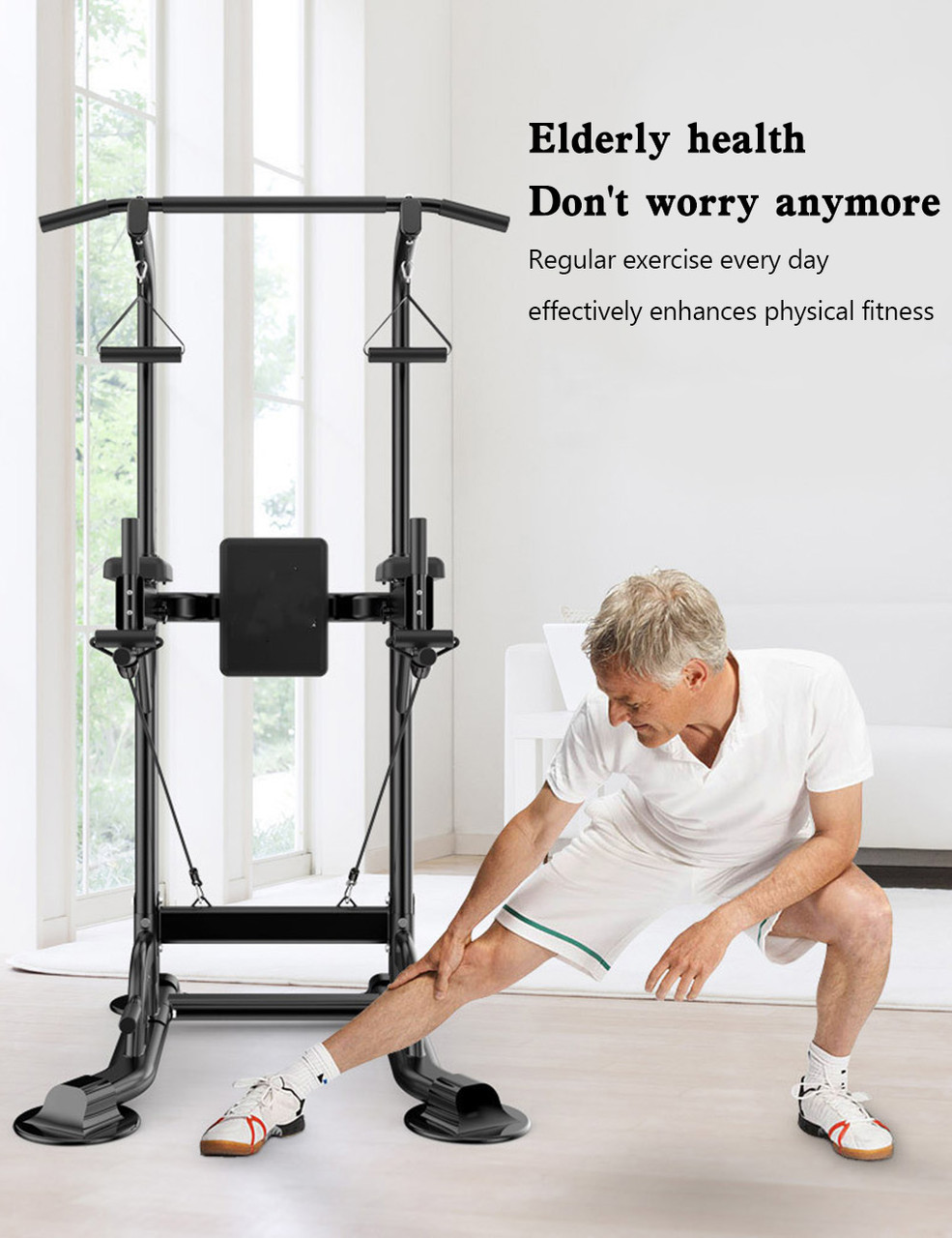 Pull-Up Bars & Squat Bar Power Tower Dip Stands Strength Training for Home Gym