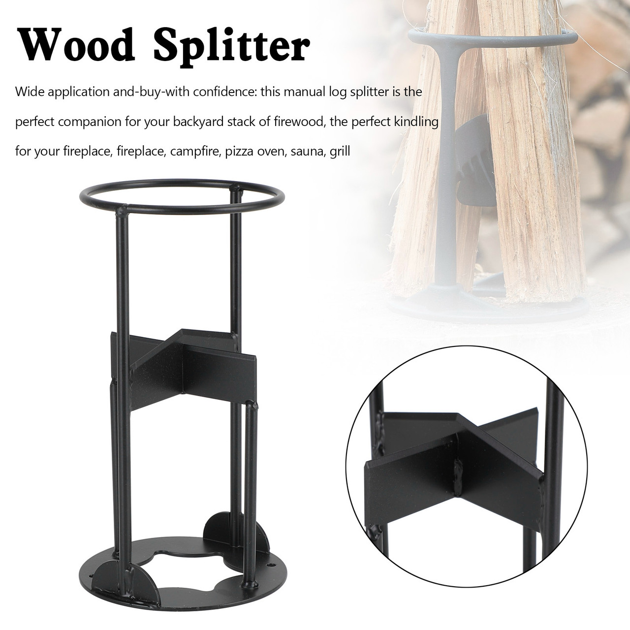 Cross Type Firewood Log Splitter Wedge Carbon Steel Wood Cutter Cutting Tool