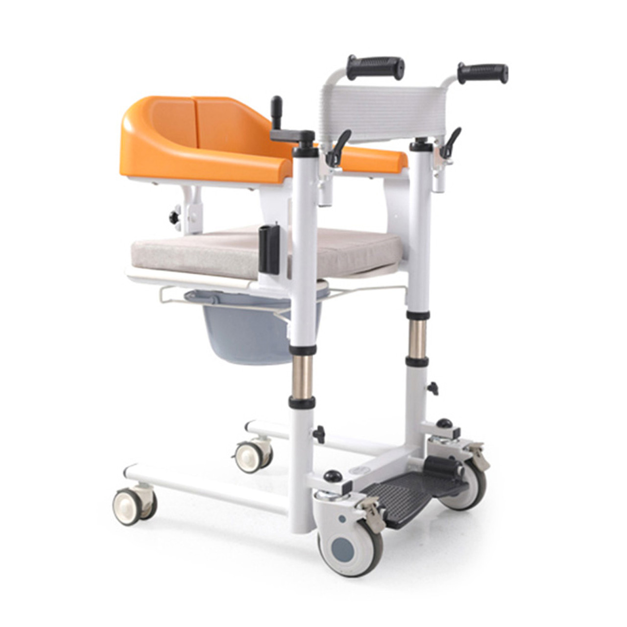 Patient Chair Transferred Lift Wheelchair w/180掳 Split Seat and Bedpan 440 lb