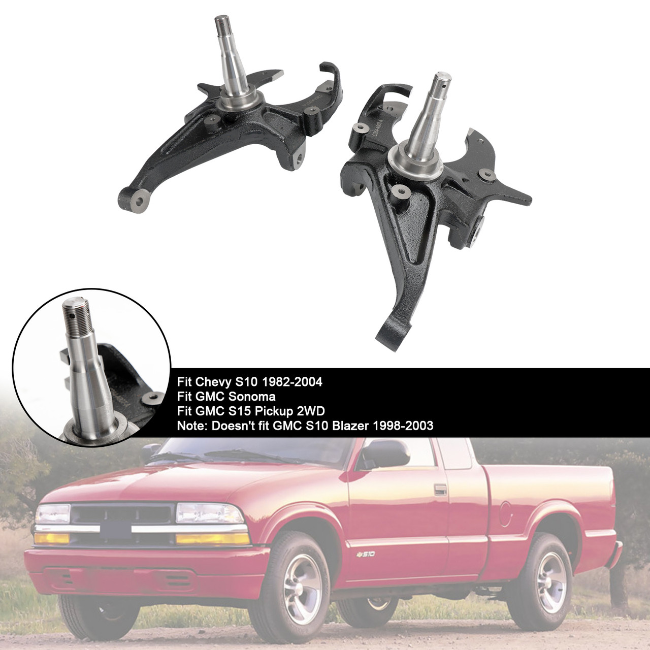 2" Drop Front Spindles fit Chevy S10 1982-2004 fit GMC S15 Sonoma Lowering Kit