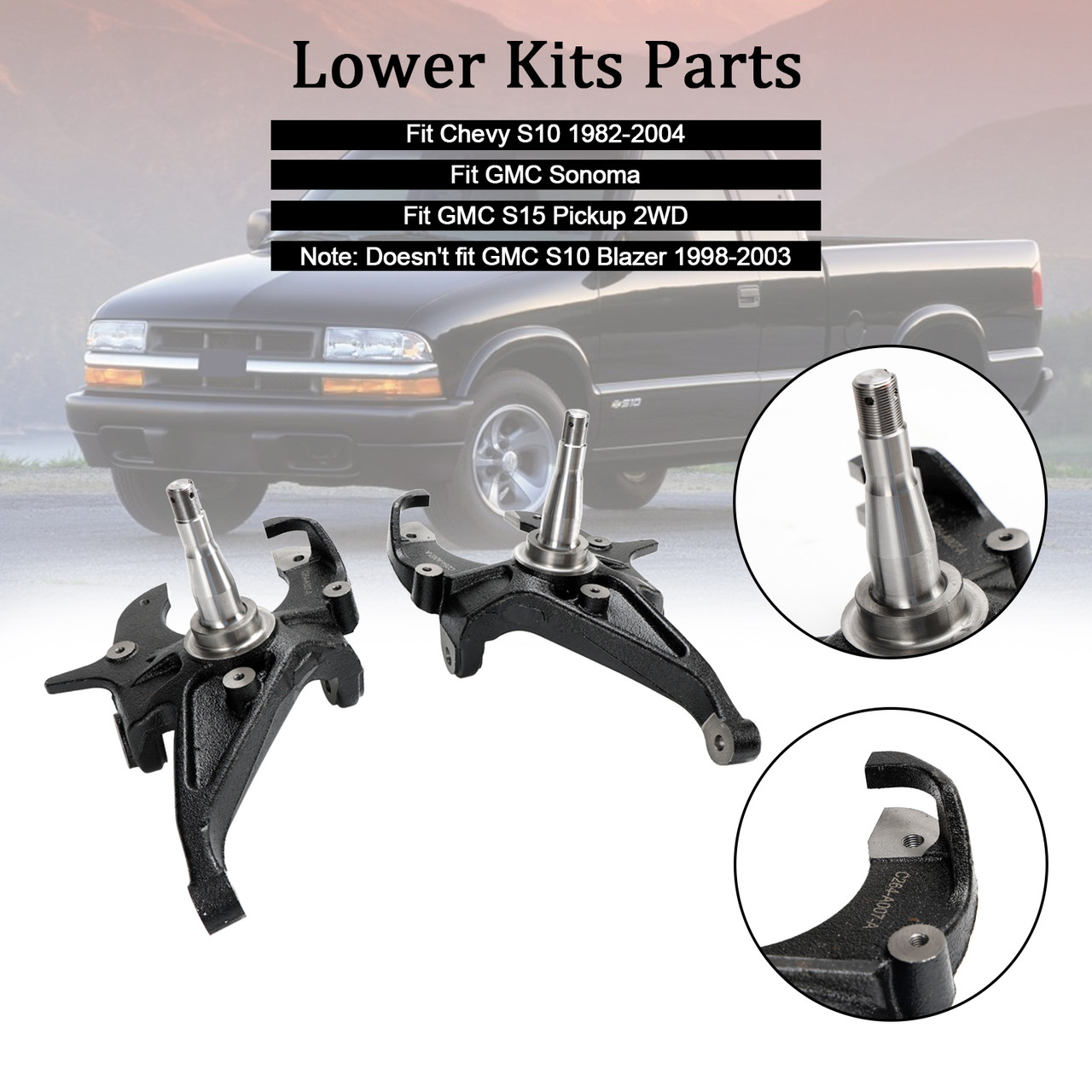 2" Drop Front Spindles fit Chevy S10 1982-2004 fit GMC S15 Sonoma Lowering Kit