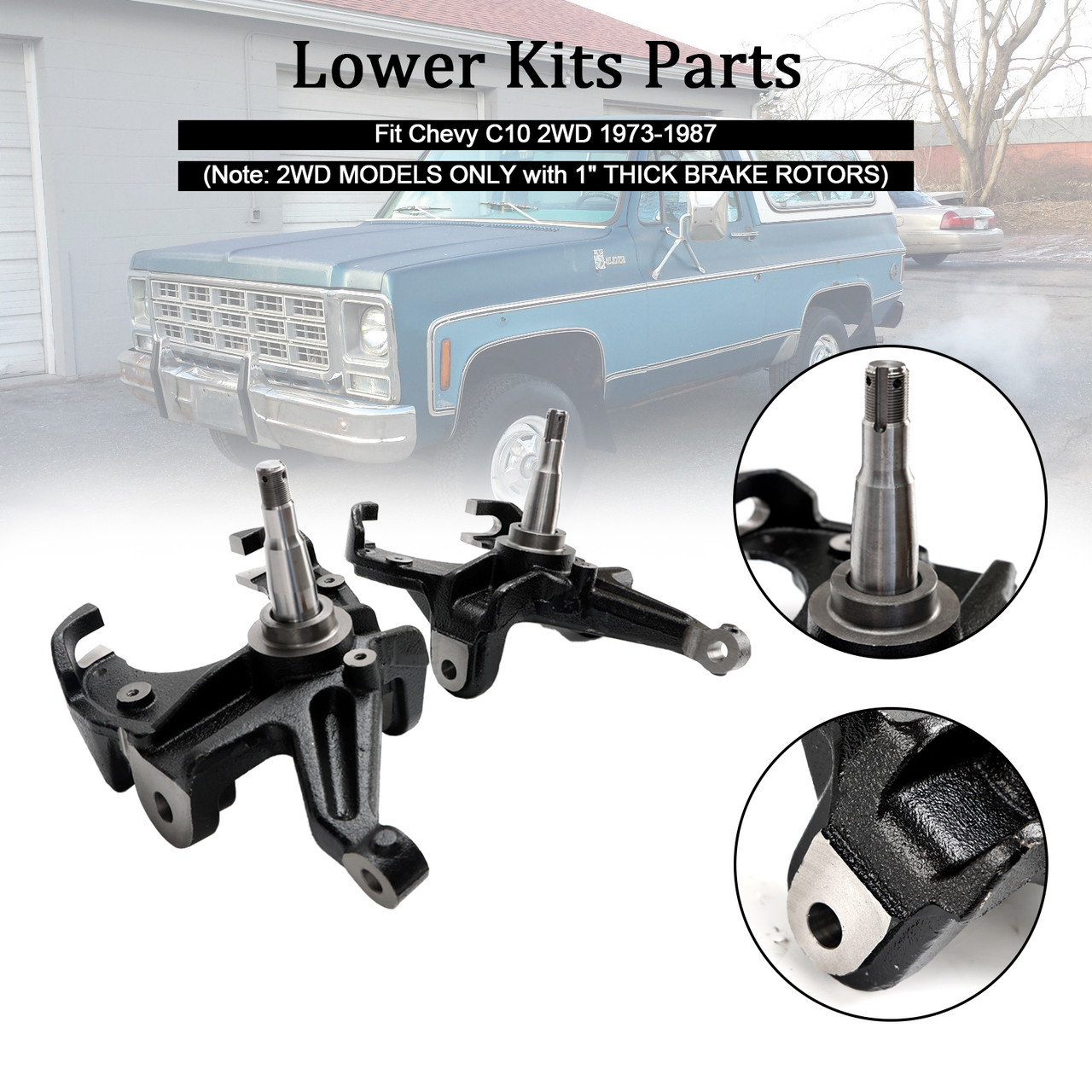 2.5" Front Drop Spindle Lowering Kit with Rotor 1" Fit Chevy C10 2WD 1973-1987