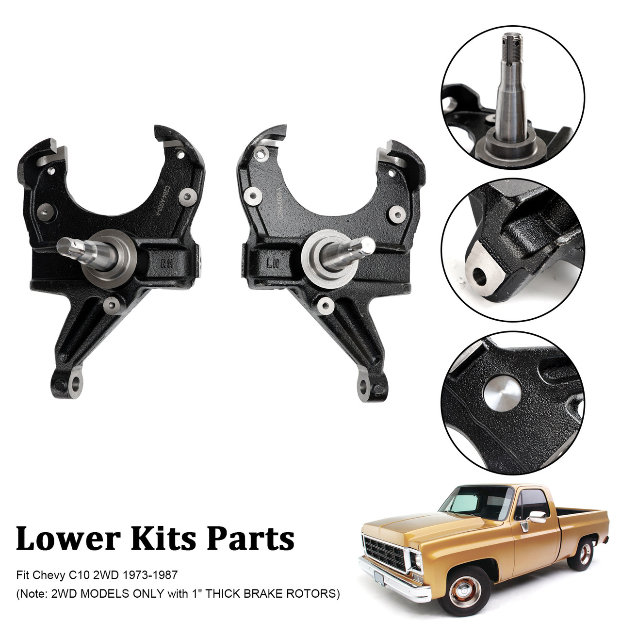 2.5" Front Drop Spindle Lowering Kit with Rotor 1" Fit Chevy C10 2WD 1973-1987