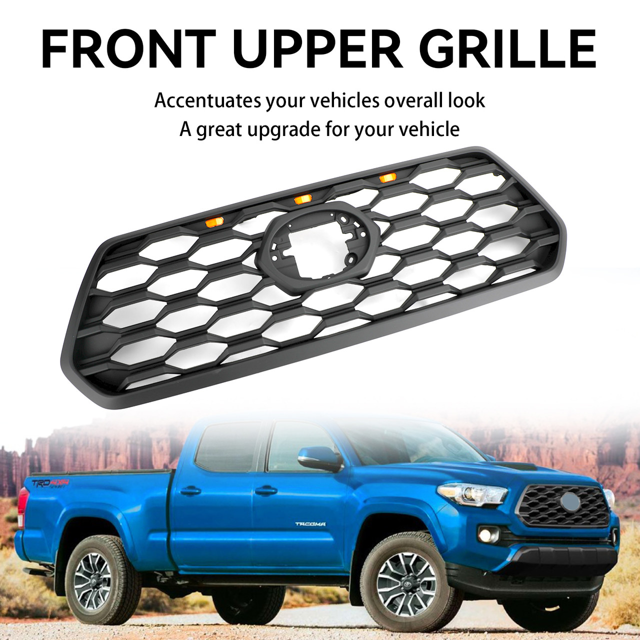 Front Bumper Grille Grill fit Toyota Tacoma 2018-2023 Raptor Style W/ LED Light