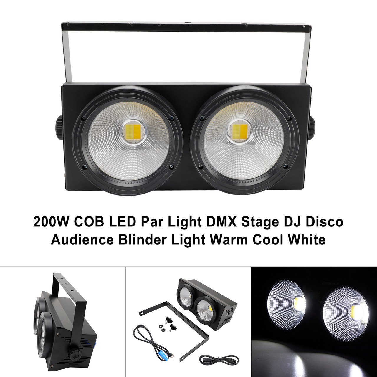 200W COB LED Par Light DMX Stage DJ Disco Audience Blinder Light Warm Cool White