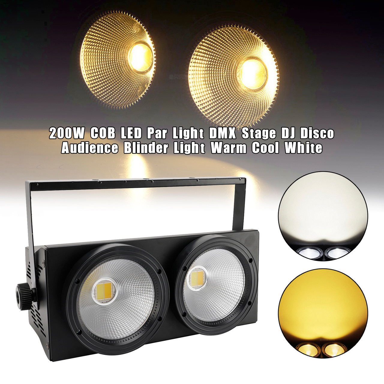 TCFUNDY 100W COB LED Par Light – DMX Stage Light, Warm/Cool White, Blinder Effect For DJs
