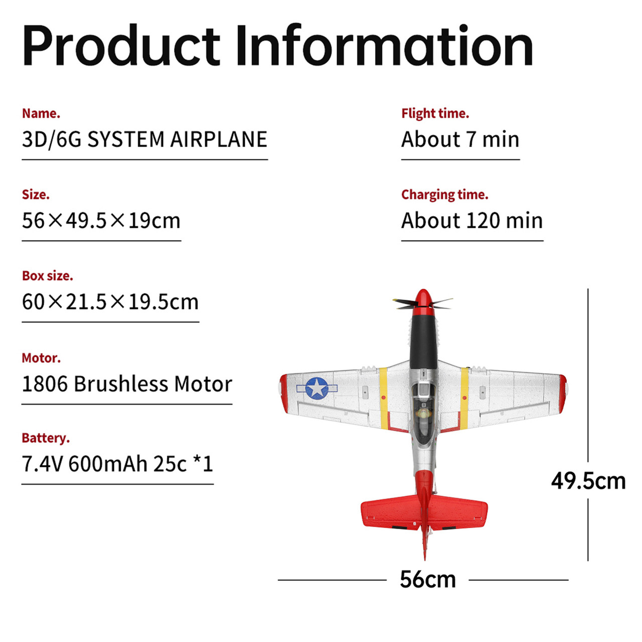 WLtoys XK A280 RC P51 Fighter 4CH Airplane 3D/6G Fixed Wing Brushless Motor Toy