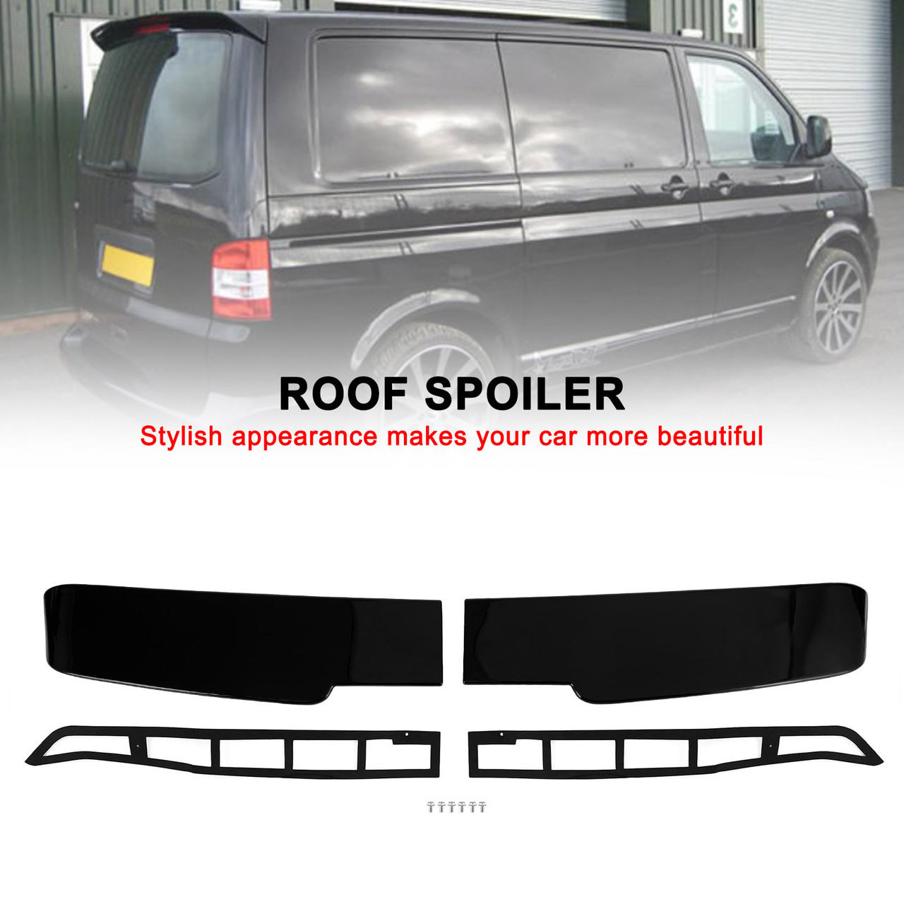 Black Premium Barn Door Spoiler Fit VW Transporter T5, T5.1, T6, T6.1