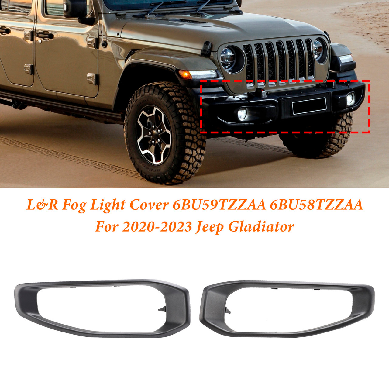 Pair Fog Light Trim 6BU59TZZAA 6BU58TZZAA For Jeep Gladiator 2020
