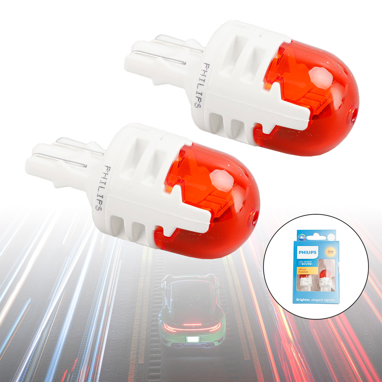 Philips Ultinon Pro6000 Red LED W21/5W Car Bulbs