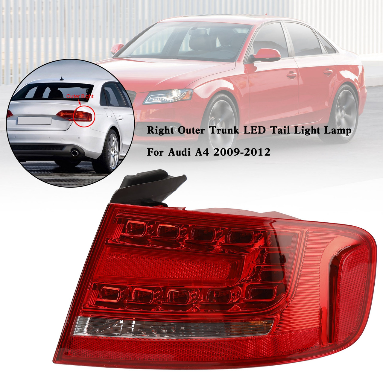 Right Outer Trunk LED Tail Light Lamp For Audi A4 2009-2012