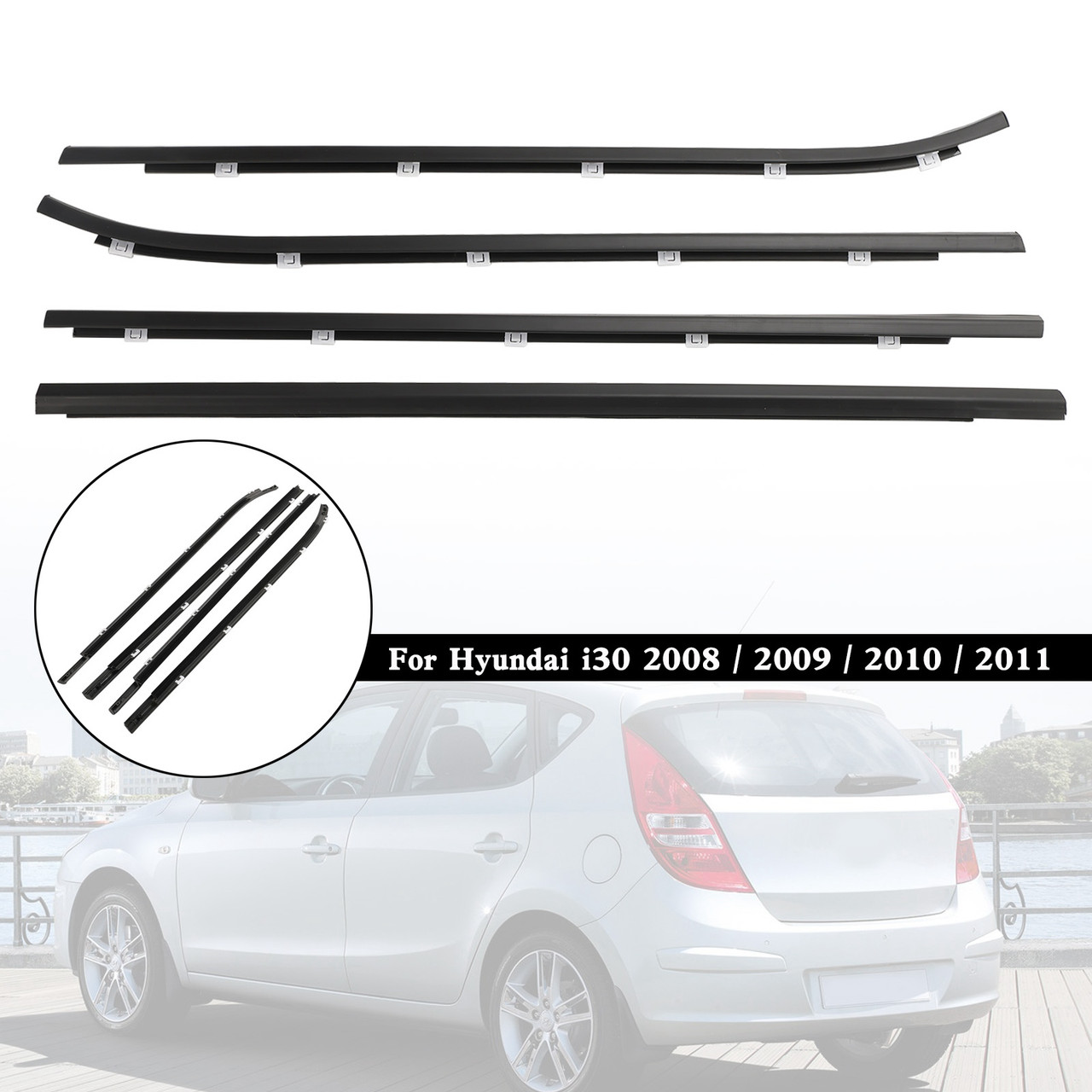 4pcs Outside Door Weatherstrip Belt 822102L000 For Hyundai i30 2008-2011