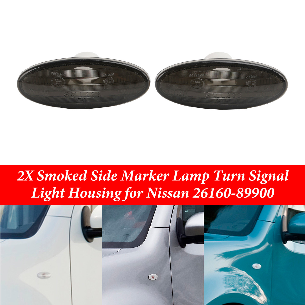 エアロ様 2X Smoked Side Marker Lamp Turn Signal Light Housing for Nissan