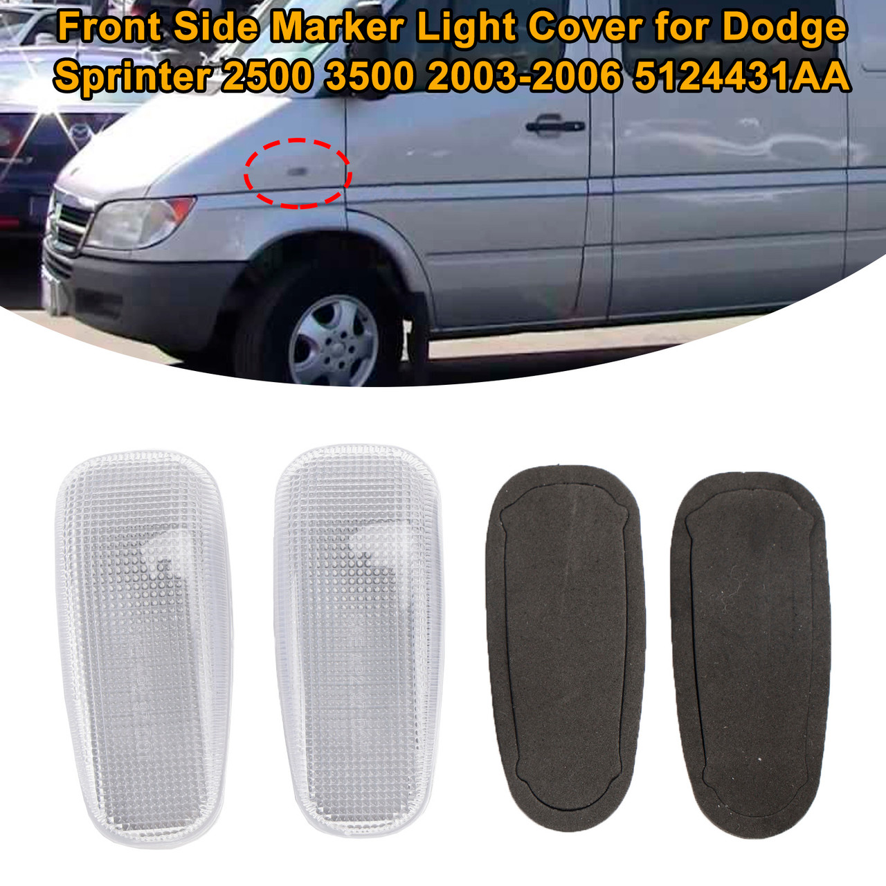 Front Side Marker Light Cover for Dodge Sprinter 2500 3500 2003-2006 5124431AA