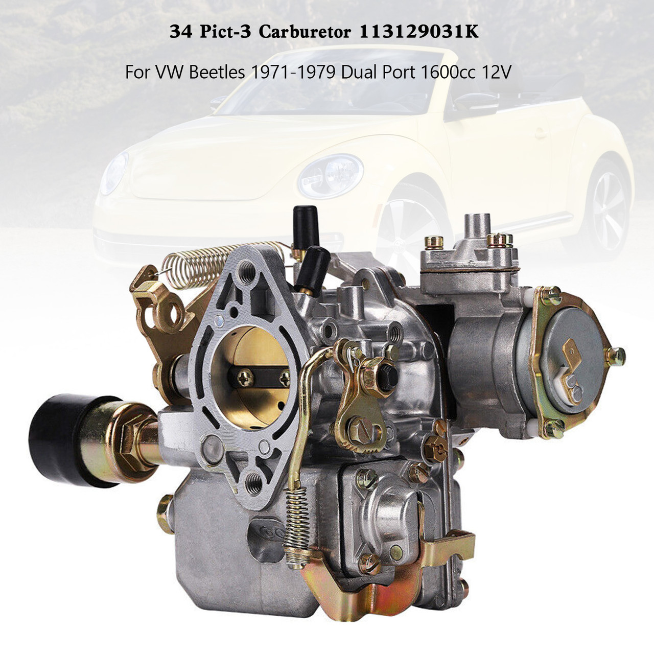 34 Pict-3 Carburetor 113129031K For VW Beetles 1971-1979 Dual Port