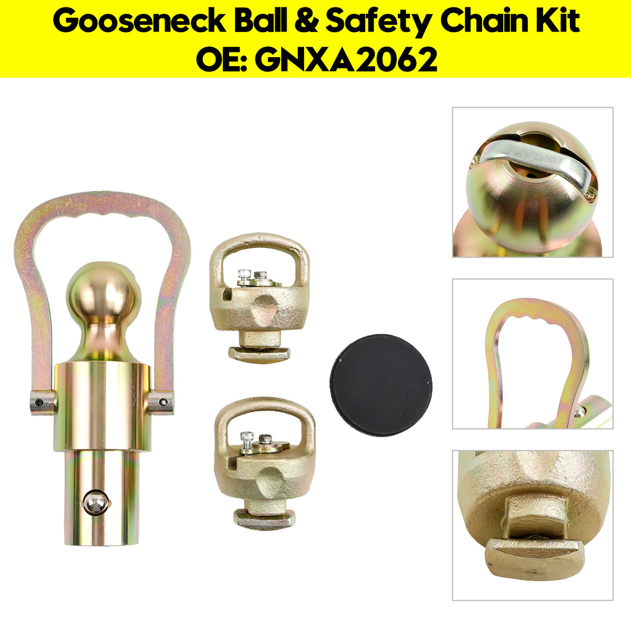 30000 lbs Capacity Gooseneck Ball & Safety Chain Kit GNXA2062 for Ram Trucks