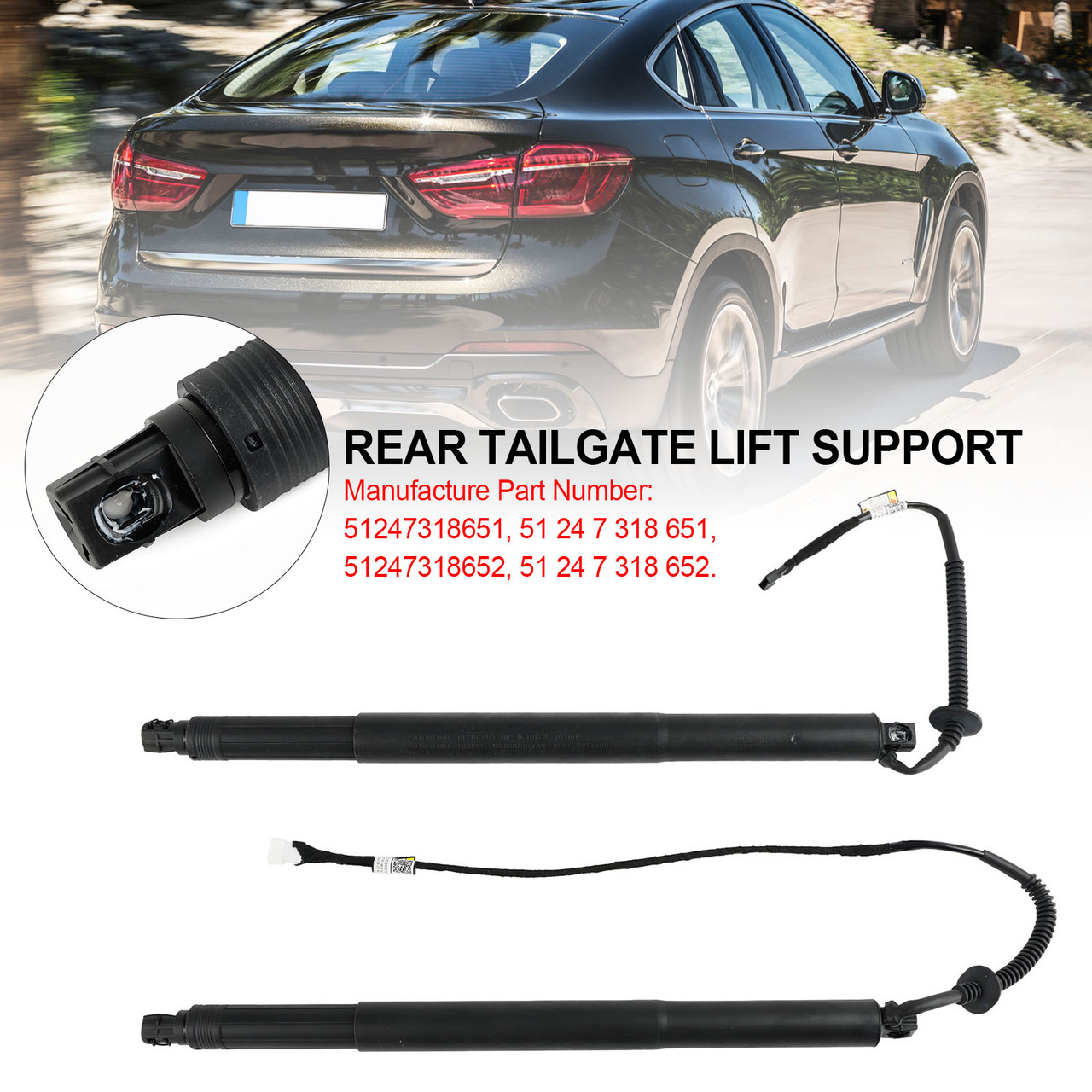 2PCS Tailgate Power Lift Support 51247318651 Fit BMW X6 F16 F86 2014-2019