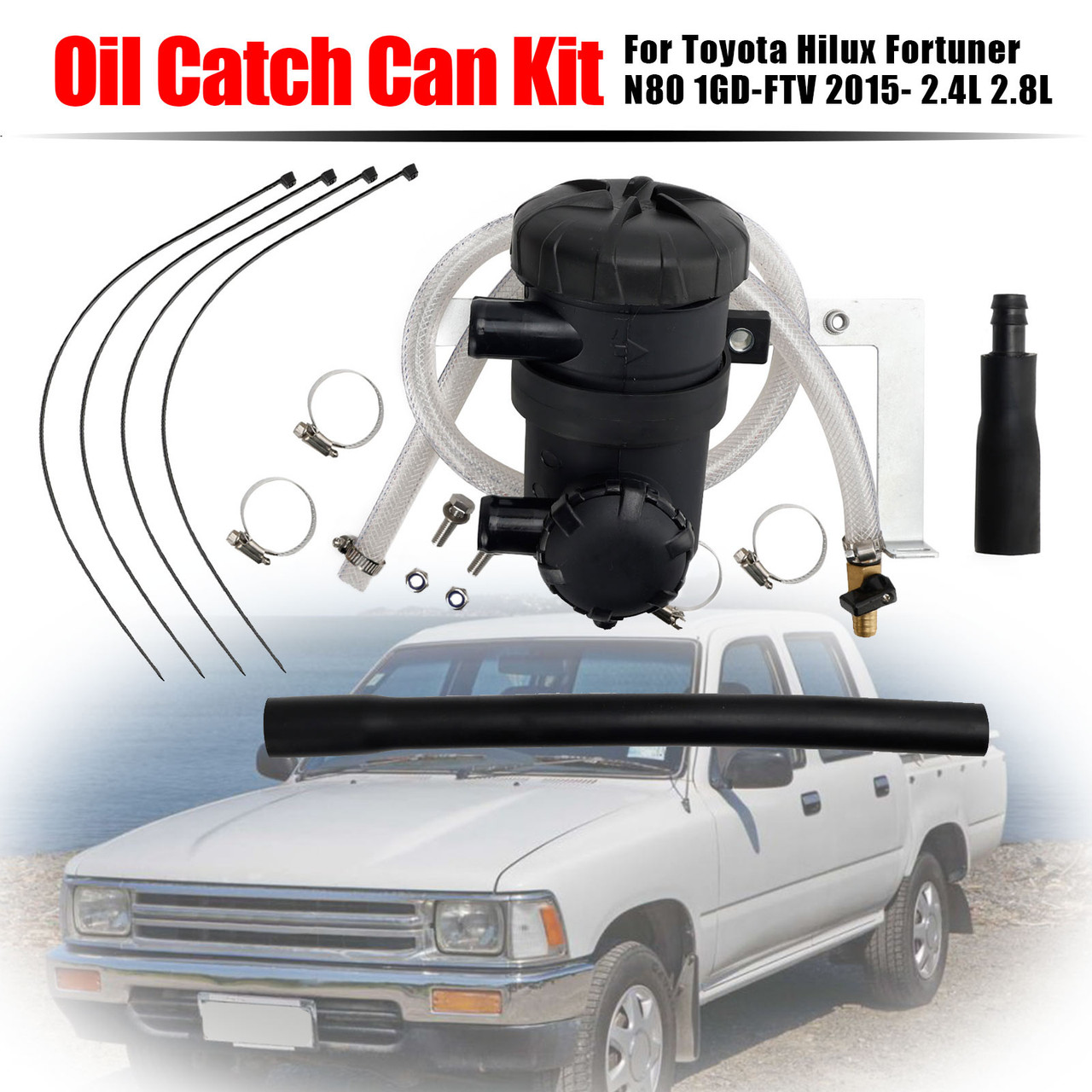 Oil Catch Can Kit OS-PROV-12 For Toyota Hilux Fortuner 1GD-FTV 2015 2.4L 2.8L