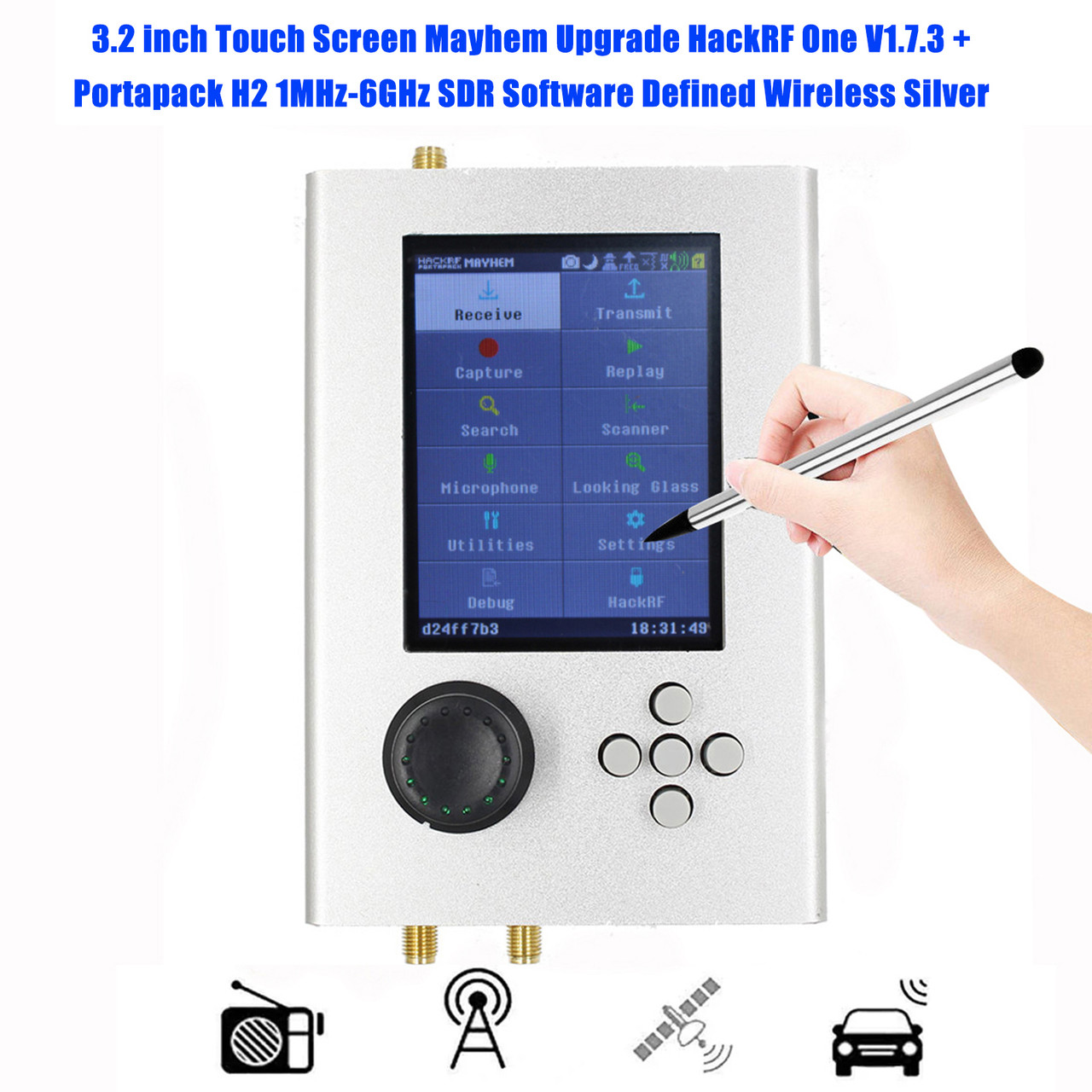 3.2" HackRF One V1.7.3 Portapack 1MHz-6GHz SDR Software Defined Wireless Silver