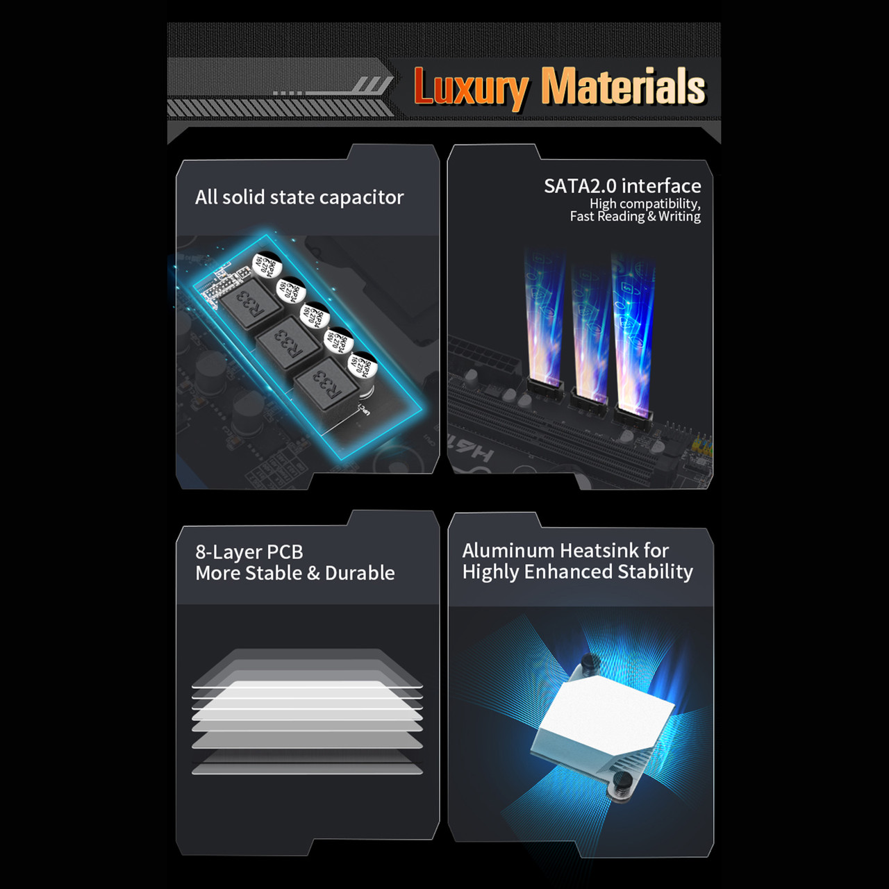 H61-ME Motherboard LGA 1155 Support 2*DDR3 USB2.0 SATA2 NVME WIFI Bluetooth