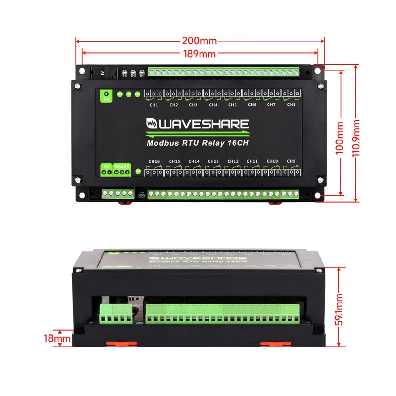 16-channel RS485 Relay Module Multiple Isolation Protection Circuits US Plug