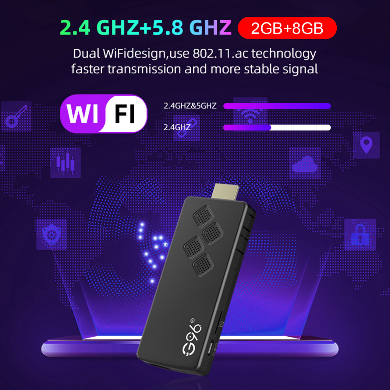 G96 TV Stick Android13.0 2GB 8GB Dual-Band 4K Player Bluetooth Voice TV BOX