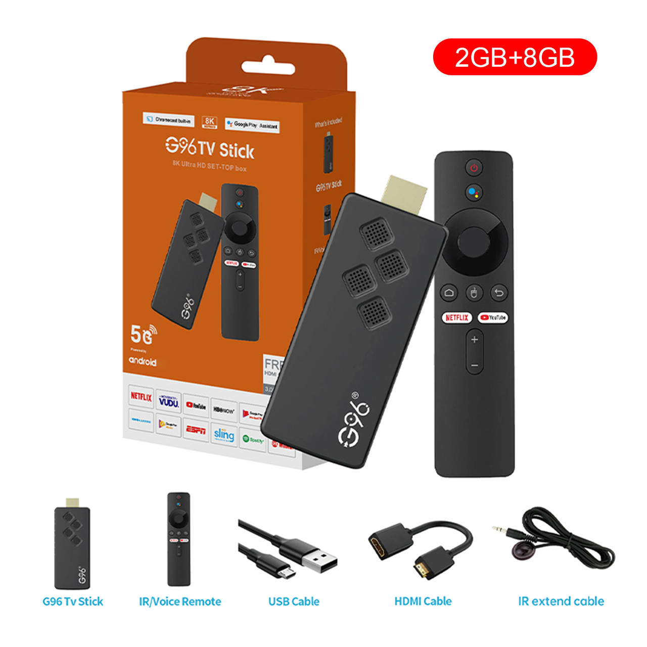 G96 TV Stick Android13.0 2GB 8GB Dual-Band 4K Player Bluetooth