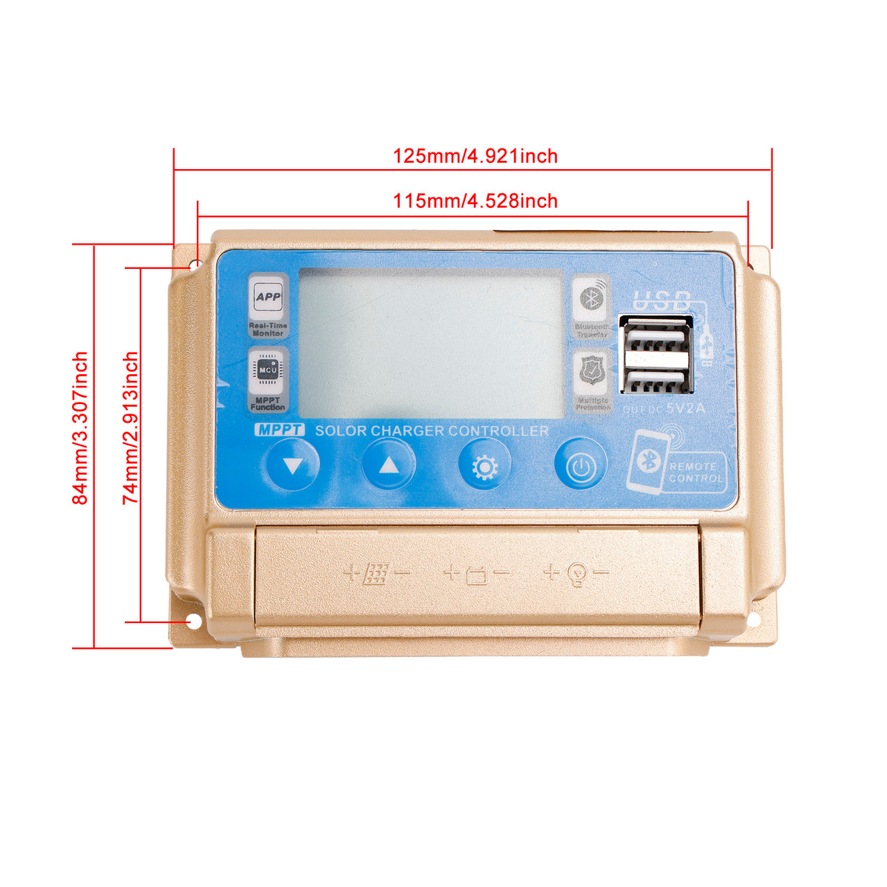 60A MPPT Bluetooth APP Solar Charge Controller Charger Fits 12V/24V Battery Gold