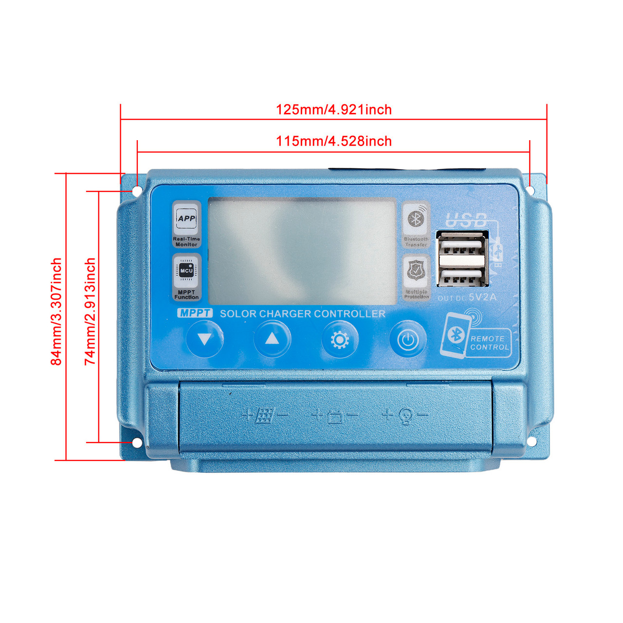 30A MPPT Bluetooth APP Solar Charge Controller Charger Fits 12V-60V Battery Blue