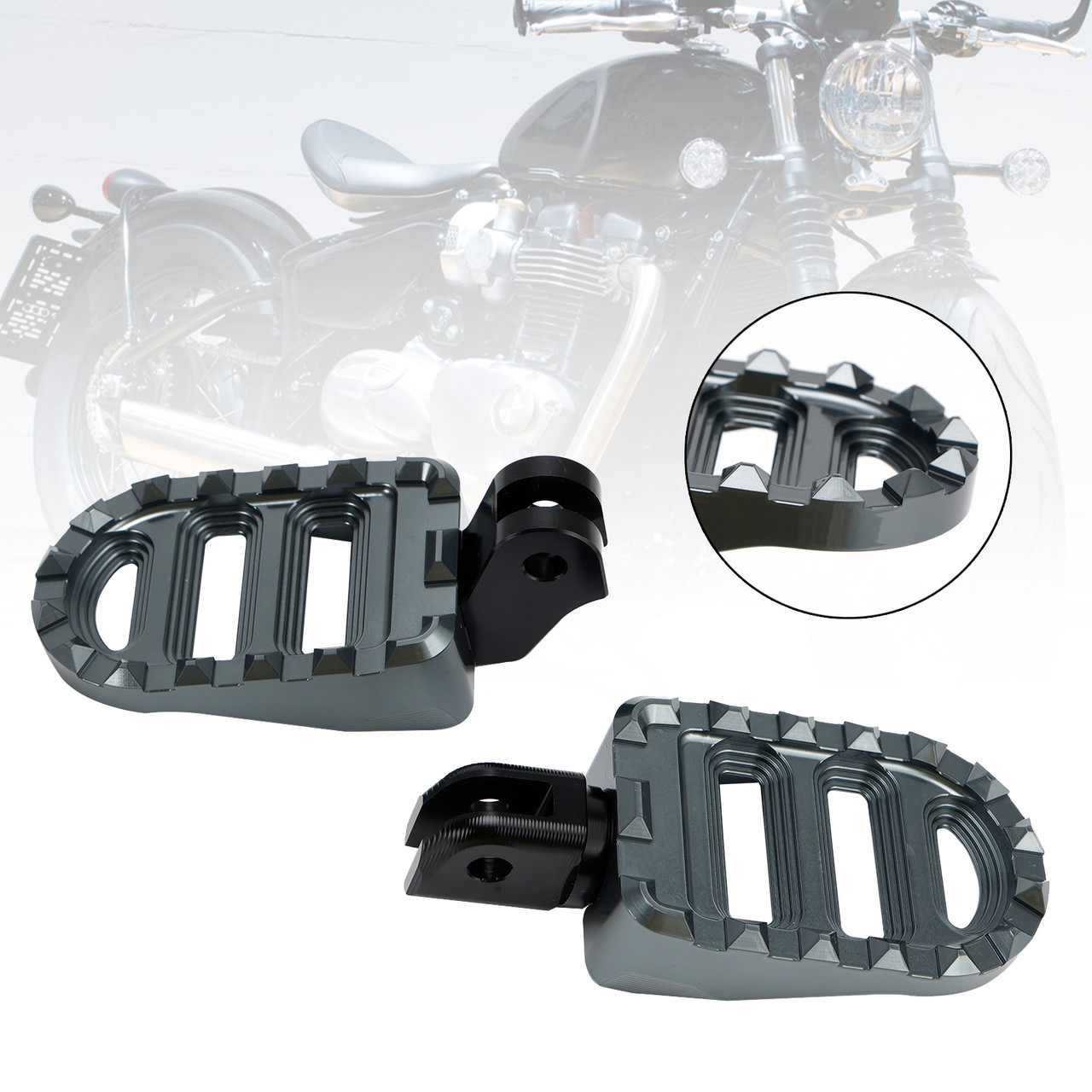 Front Footrests Foot Peg fit for Bonneville Bobber 2017-2023 Rocket 3R 2020-2023 Gray