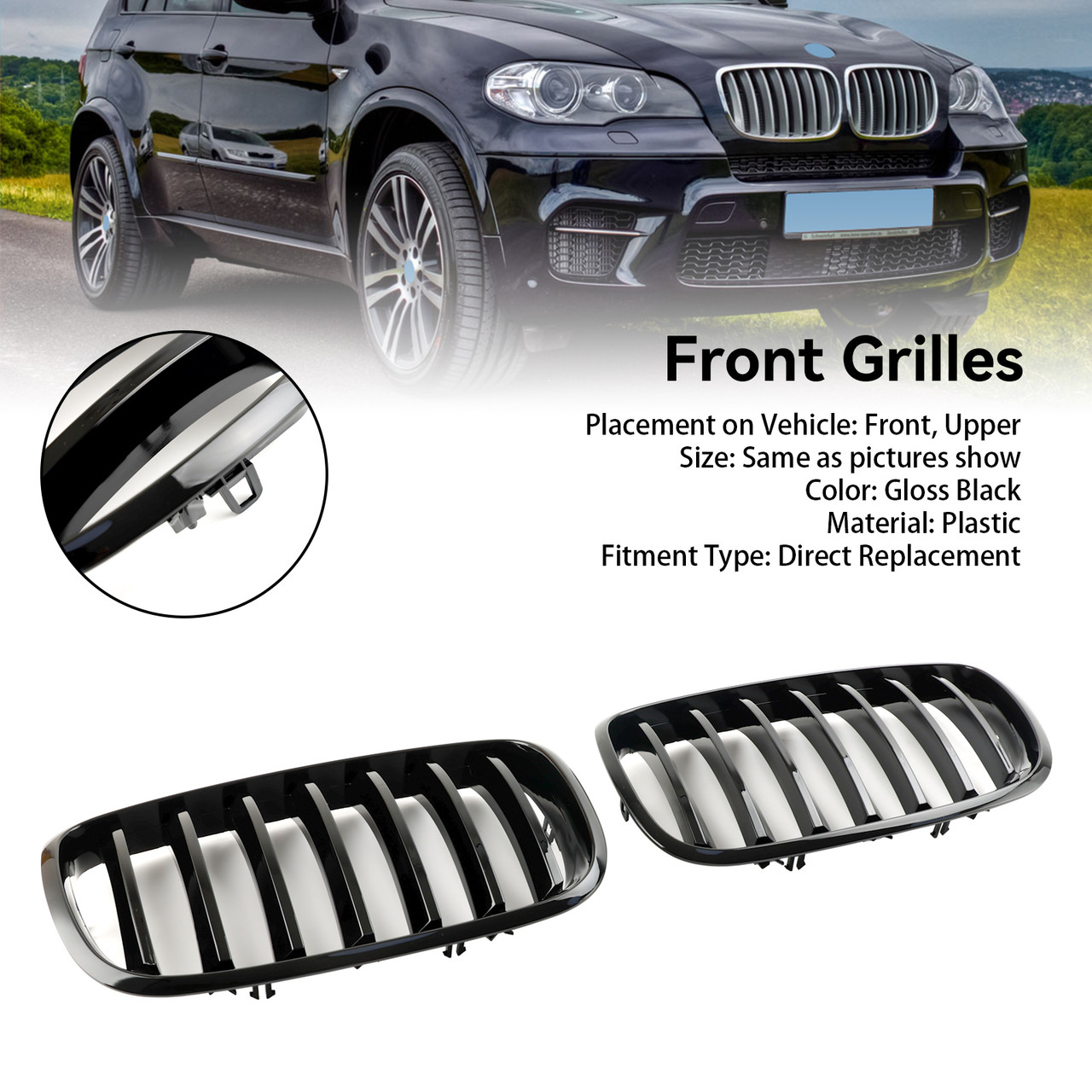 ⑪ X5グリル Front Bumper Kidney Grille Grill Fit BMW X5 E70 X6 E71 2007-2013
