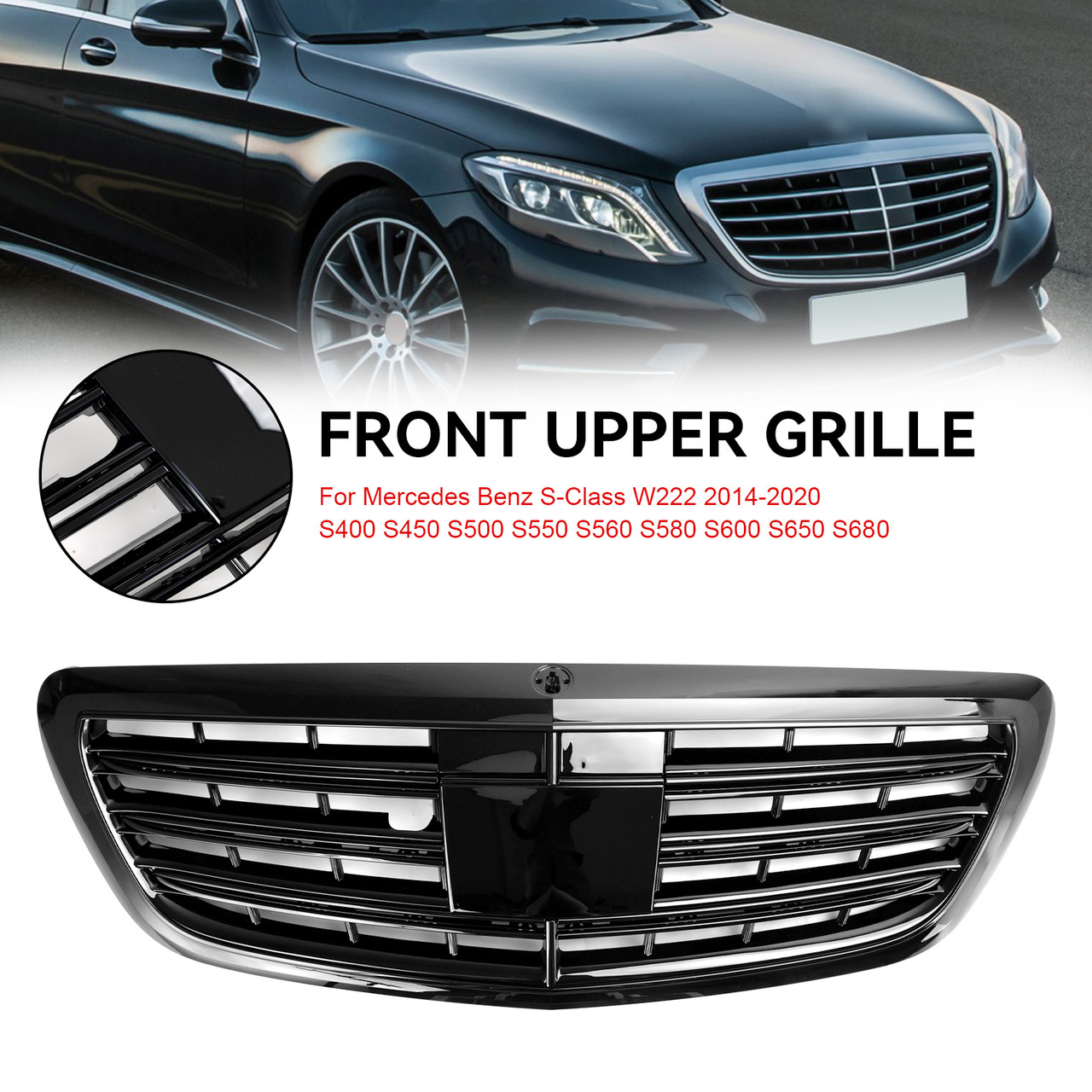 Front Grill Grille Fit Mercedes-Benz S-class W222 S500 S550 S600 2014-2020 W/ACC