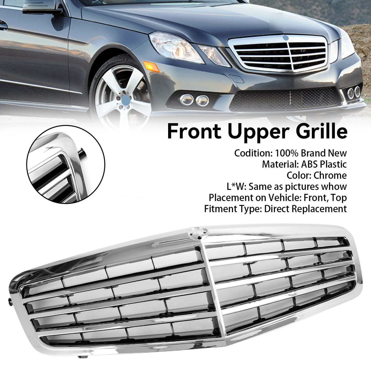 Chrome Front Grille Grill Fit Mercedes-Benz E Class W212 E350 E550 2010-2013