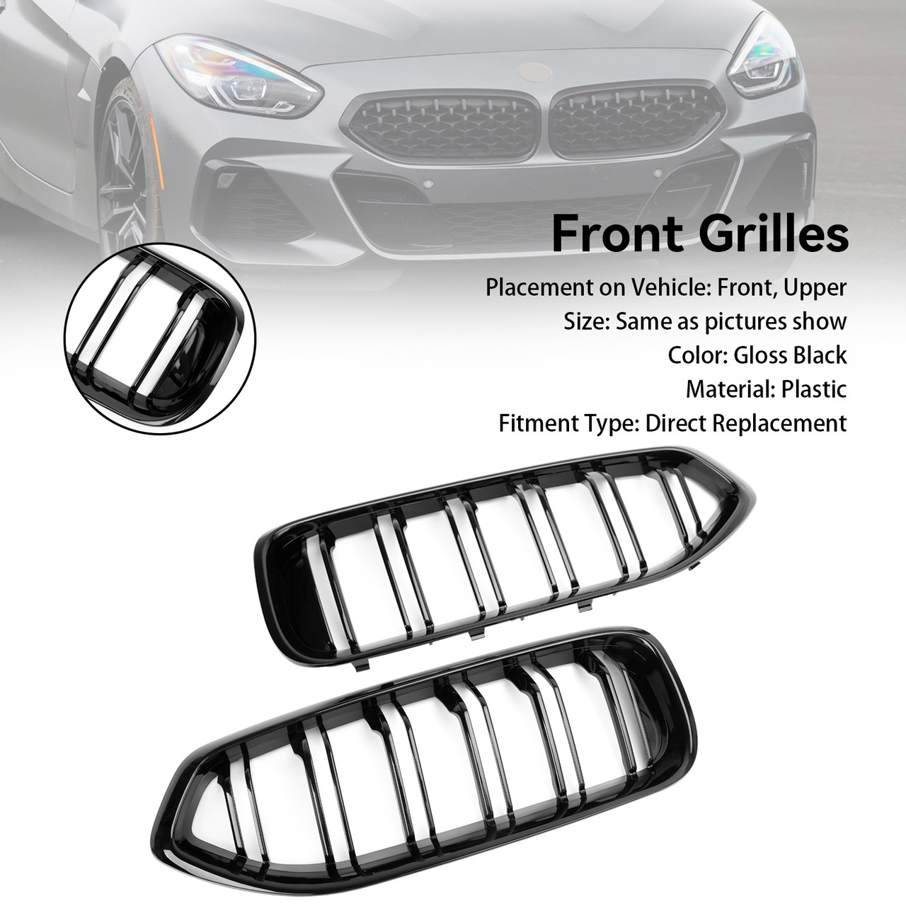 Gloss Black Front Kidney Grill Grille Fit BMW G29 Z4 20I 30I M40I 2019-2024