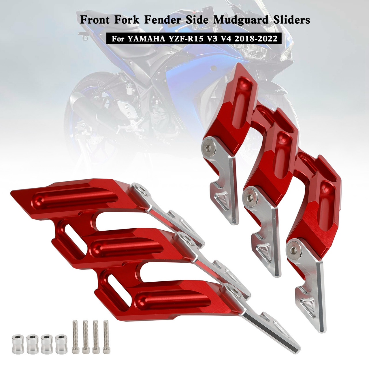 CNC Front Fork Fender Side Mudguard Sliders For YAMAHA YZF-R15 V3 V4 18-22 Red